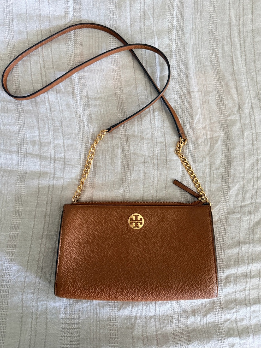 Tory Burch Mini Everly Crossbody Bag in Light Umber Brown